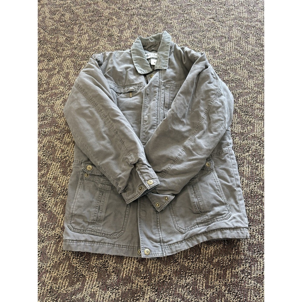 Columbia M‎ Men's Gray Barn Coat Field Chore Wool Lined Jacket Outdoor Pockets